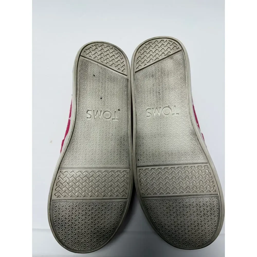 TOMS Pink Slip On Shoes Youth 3.5 Canvas Classic Flats